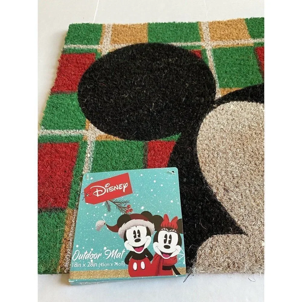 Disney Mickey Mouse Christmas‎ Holiday Season Coir Door Mat 18 x 28” Outdoor New